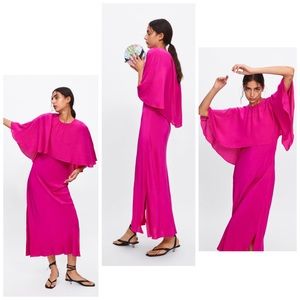 ZARA FLOWY DRESS WITH CAPE